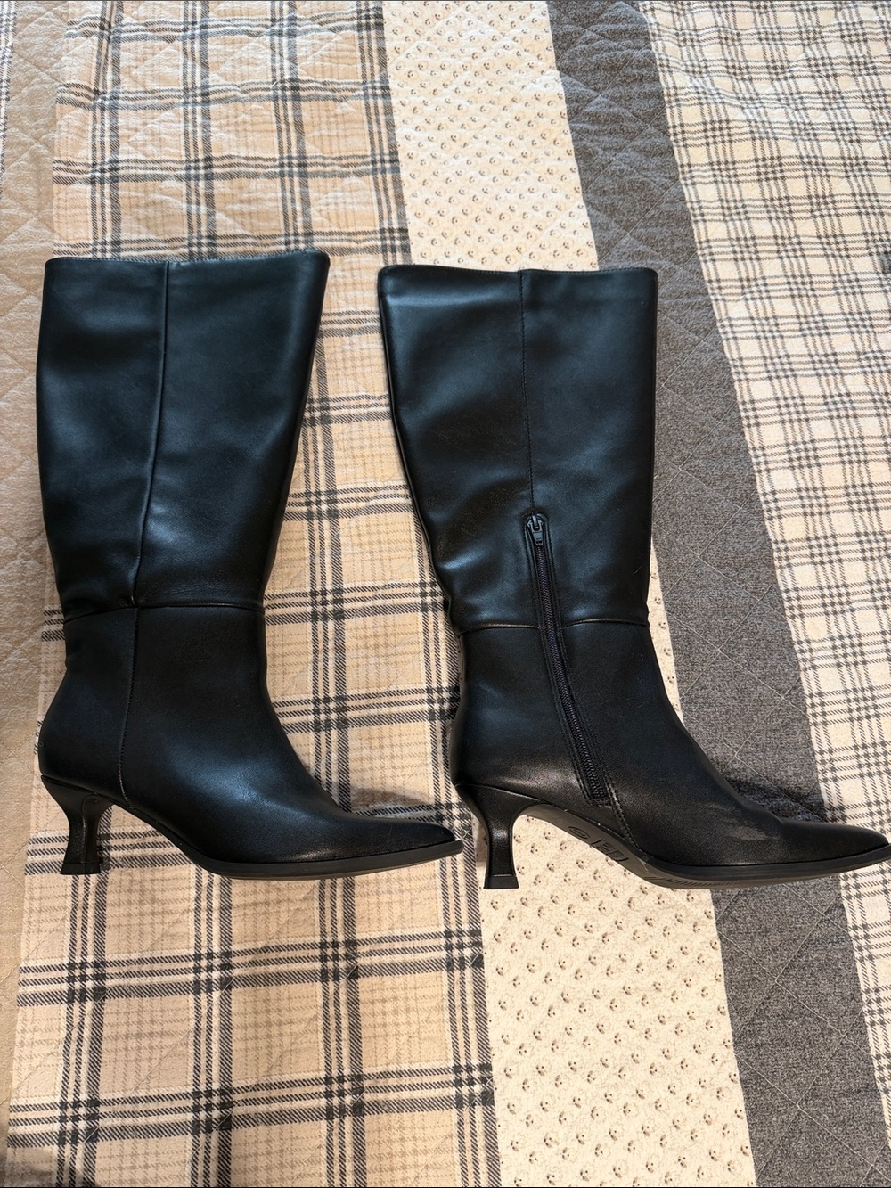 Madden NYC Wide Calf Black Mid-Heel Knee Boots with Side Zip